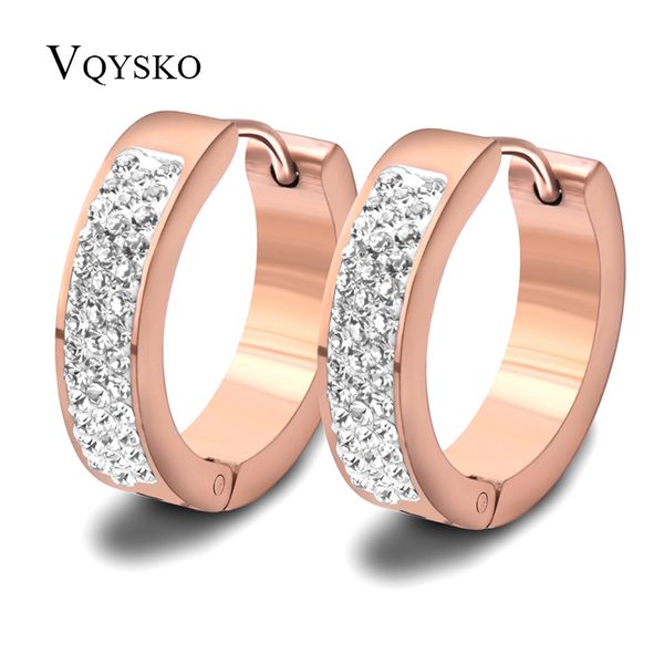 hoop & huggie rose gold color stainless steel three crystal pave earring for women, Golden;silver
hoop & huggie rose gold color stainless steel three crystal pave earring for women, Golden;silver