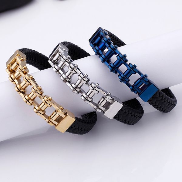 link, chain biker bicycle motorcycle bracelet bangle genuine leather braided titanium steel bike men jewelry trendy bracelets, Black
link, chain biker bicycle motorcycle bracelet bangle genuine leather braided titanium steel bike men jewelry trendy bracelets, Black