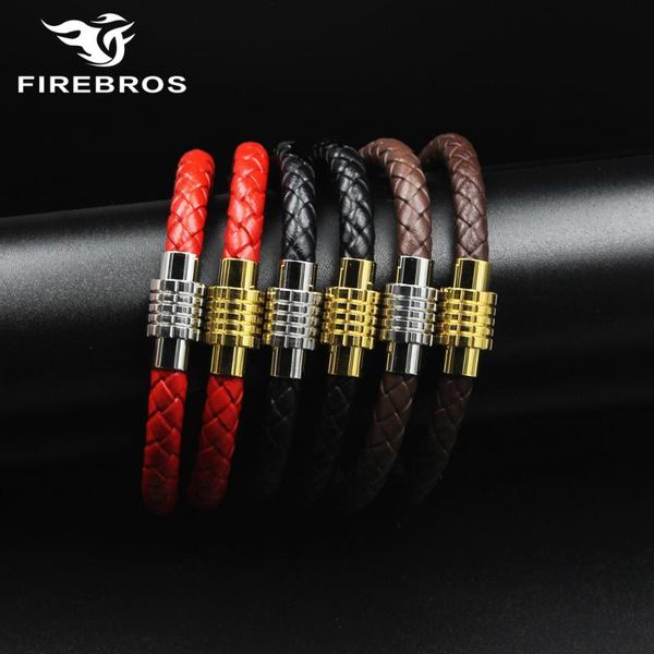 charm bracelets firebros gold silver color 316l stainless steel magnetic clasp 6mm red brown black genuine leather bracelet men women jewelr, Golden;silver
charm bracelets firebros gold silver color 316l stainless steel magnetic clasp 6mm red brown black genuine leather bracelet men women jewelr, Golden;silver