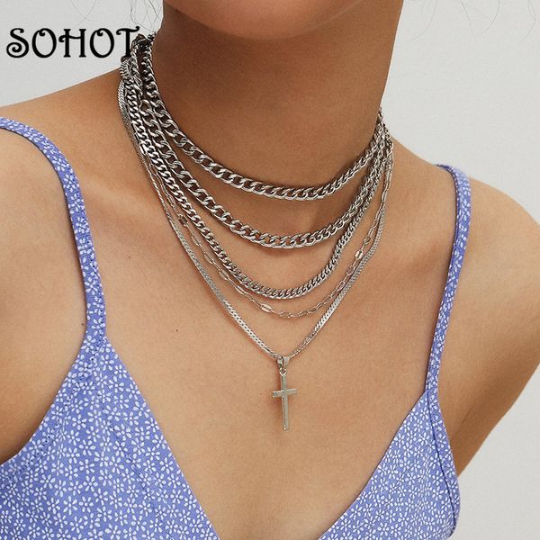 chokers so 2021 punk multilayer chain chic cross pendant women choker necklace trendy hiphop for female party clavicle jewelry =, Golden;silver
chokers so 2021 punk multilayer chain chic cross pendant women choker necklace trendy hiphop for female party clavicle jewelry =, Golden;silver