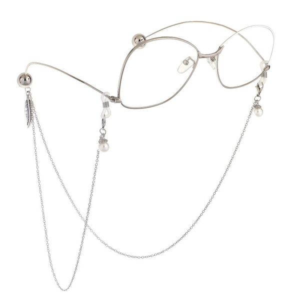 sunglasses frames non-slip metal glasses rope golden leaf pearl pendant chain fashion accessories, Silver
sunglasses frames non-slip metal glasses rope golden leaf pearl pendant chain fashion accessories, Silver