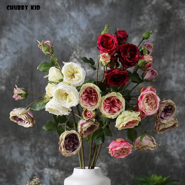 decorative flowers & wreaths 12pcs/lot wholesale hi-q 5 heads 70cm long stem artificial rose silk wedding beautiful toronto flower