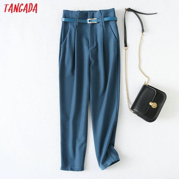 tangada fashion women blue high waist suit pants trousers with belt pockets buttons work pants yu09, Black;white
tangada fashion women blue high waist suit pants trousers with belt pockets buttons work pants yu09, Black;white