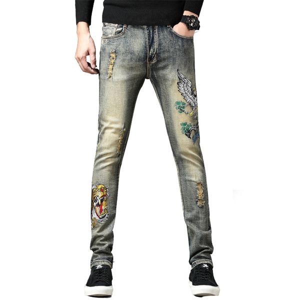 men's jeans skinny stretch slim pencil pants navy blue mid-waist casual embroidery decoration youth streetwear clothing
men's jeans skinny stretch slim pencil pants navy blue mid-waist casual embroidery decoration youth streetwear clothing