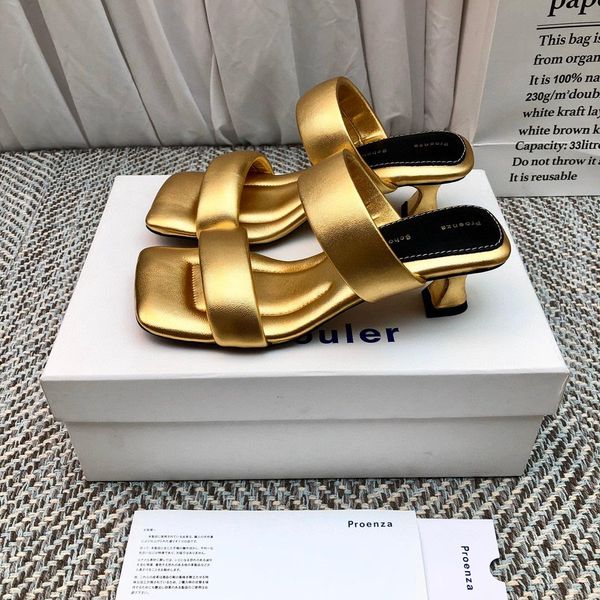designer womens slippers luxury golden black stitching square headmid heel with box size 35-41
designer womens slippers luxury golden black stitching square headmid heel with box size 35-41