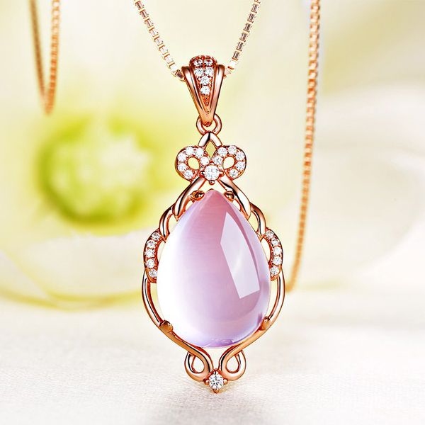 korean high end luxury rose gold necklace women's natural crystal stone pendant lock bone chain simple jewelry, Silver
korean high end luxury rose gold necklace women's natural crystal stone pendant lock bone chain simple jewelry, Silver