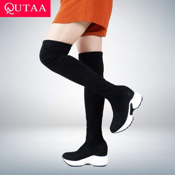 qutaa 2020 stretch fabrics over the knee boots height increasing round toe women shoes autumn winter casual long boots size34-43, Black
qutaa 2020 stretch fabrics over the knee boots height increasing round toe women shoes autumn winter casual long boots size34-43, Black