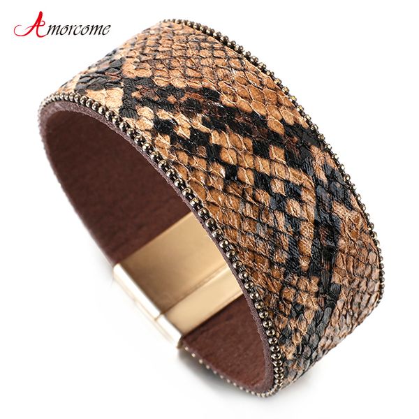 tennis amorcome snake genuine leather bracelets for women fashion 2021 bohemian snakeskin print wide wrap femme party jewelry, Golden;silver
tennis amorcome snake genuine leather bracelets for women fashion 2021 bohemian snakeskin print wide wrap femme party jewelry, Golden;silver