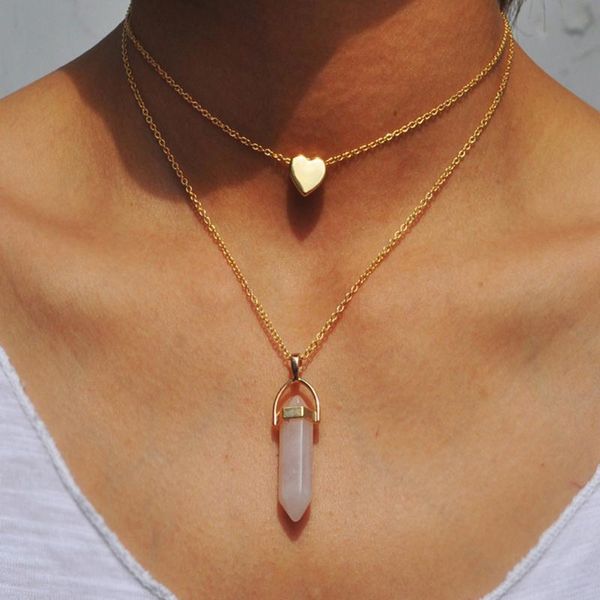 2020 new hexagonal cylindrical two-layer necklace female fashion golden peach heart pendant necklace factory direct sales, Silver
2020 new hexagonal cylindrical two-layer necklace female fashion golden peach heart pendant necklace factory direct sales, Silver