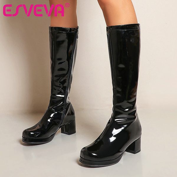esveva 2021 pu+patent leather leather mid calf boot boots women boots winter pointed toe high heel zipper big size 34-43, Black
esveva 2021 pu+patent leather leather mid calf boot boots women boots winter pointed toe high heel zipper big size 34-43, Black