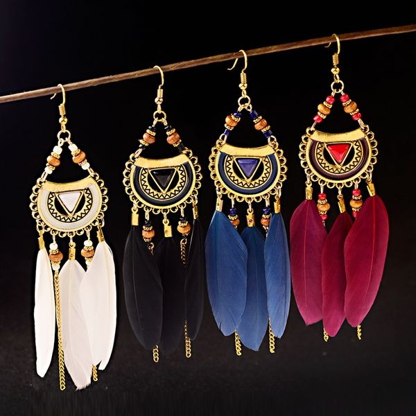 anqi 2020 women's long tassel feather wood beads boho ethnic dangle statement earrings party wedding ear jewelry accessories, Silver
anqi 2020 women's long tassel feather wood beads boho ethnic dangle statement earrings party wedding ear jewelry accessories, Silver