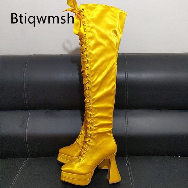 роскошные атласные над коленом boots женщины площади toe платформы высокие каблуки сапоги femme желтый синий chic дизайн длинные, Black
роскошные атласные над коленом boots женщины площади toe платформы высокие каблуки сапоги femme желтый синий chic дизайн длинные, Black