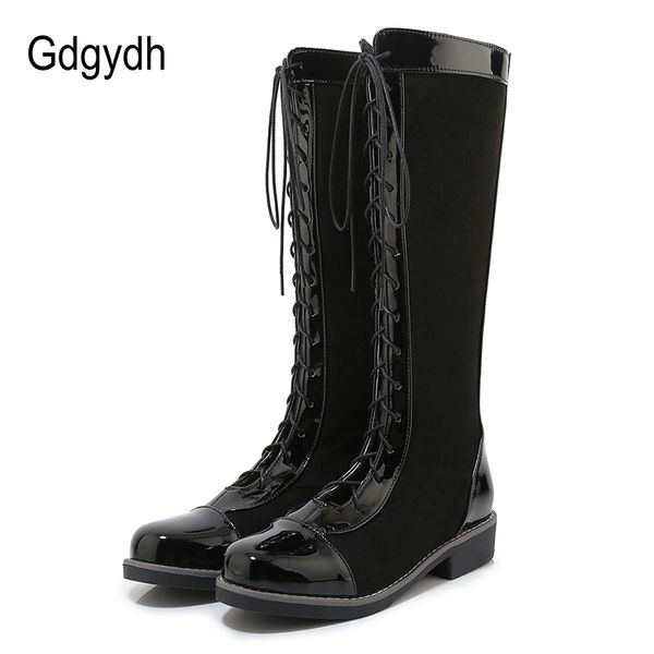 gdgydh block heel knee high boots for plus size women cross-tied mid heel comfortable patently leahter winter shoes female zip, Black
gdgydh block heel knee high boots for plus size women cross-tied mid heel comfortable patently leahter winter shoes female zip, Black