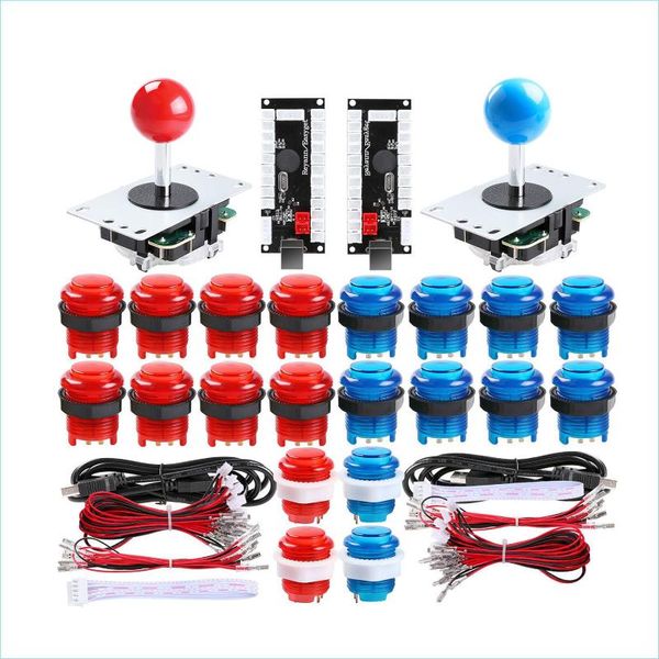 arcade diy parts led diy kit 2x zero delay usb encoder+2x joysticks 20x led arcade button for games