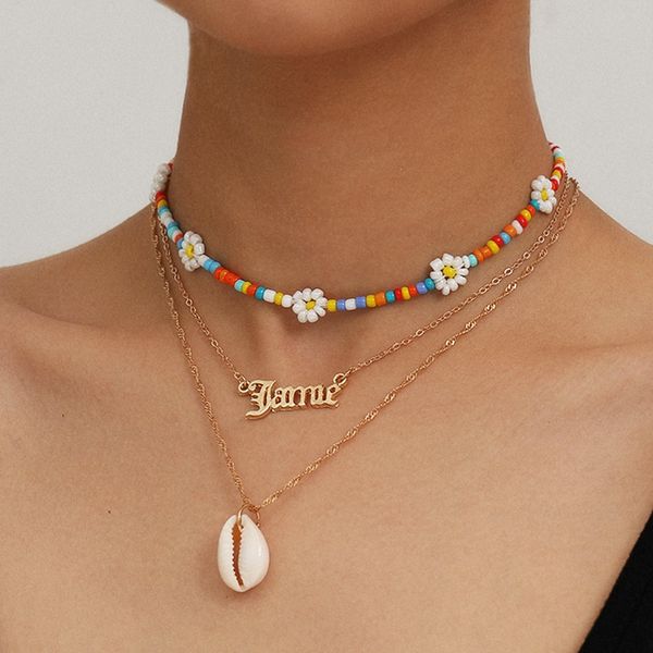 pendant necklaces bohemian colorful beads flower choker letter shell necklace for women statement jewelry collier, Silver
pendant necklaces bohemian colorful beads flower choker letter shell necklace for women statement jewelry collier, Silver