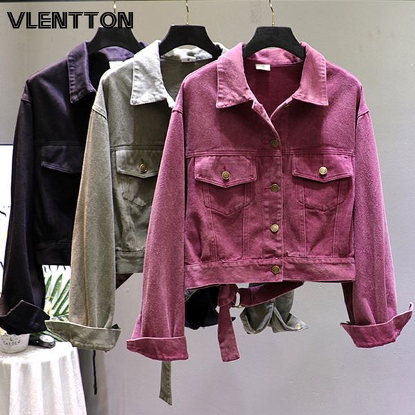 spring autumn women vintage green black jeans jackets coat solid sashes casual loose short denim outwear korean female, Black;brown
spring autumn women vintage green black jeans jackets coat solid sashes casual loose short denim outwear korean female, Black;brown