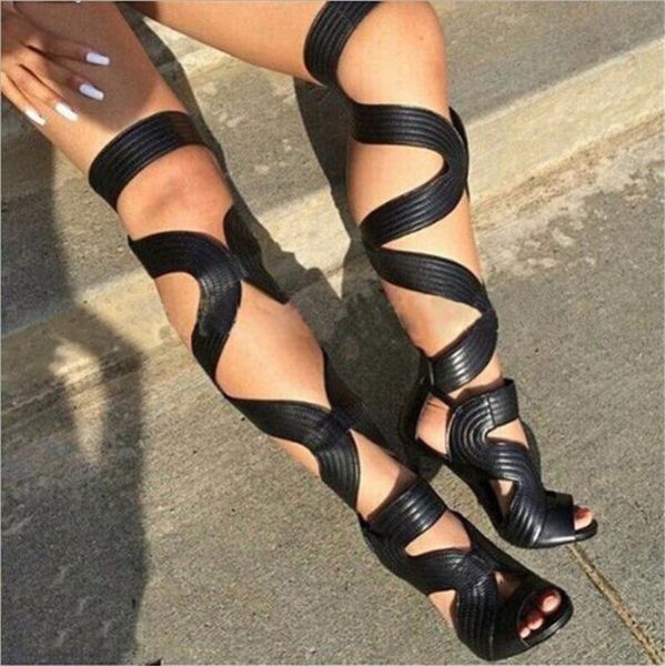 peep toe thin heels black gladiator shoes woman over the knee boots lace up summer cut out boots lady fashion big size 45
peep toe thin heels black gladiator shoes woman over the knee boots lace up summer cut out boots lady fashion big size 45
