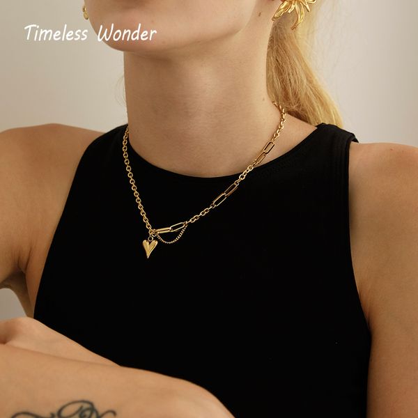 timeless wonder titanium heart chains choker necklace women stainless steel jewelry sweet kpop gothic boho ins trendy 8626, Golden;silver
timeless wonder titanium heart chains choker necklace women stainless steel jewelry sweet kpop gothic boho ins trendy 8626, Golden;silver