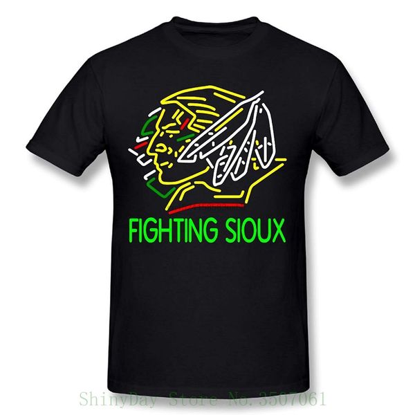 men's fighting sioux t shirt men t shirt print cotton short sleeve t-shirt