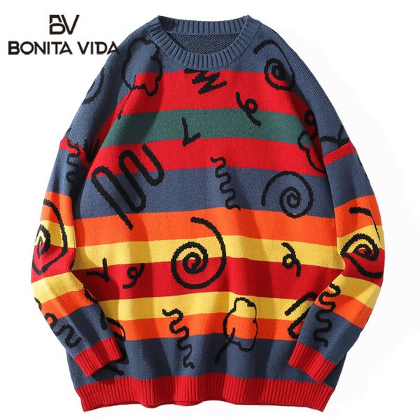 bonita vida color block rainbow stripe knitted sweaters streetwear men/women hip hop harajuku casual pullover knitwear, White;black
bonita vida color block rainbow stripe knitted sweaters streetwear men/women hip hop harajuku casual pullover knitwear, White;black