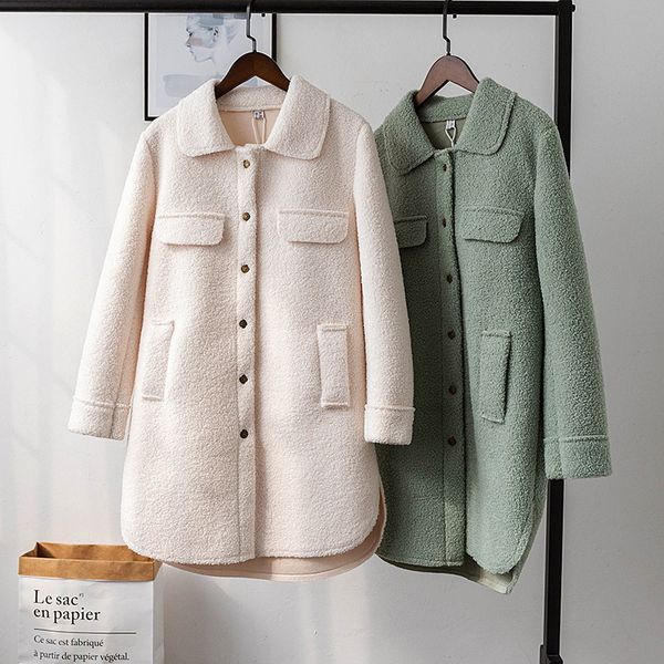 women's wool & blends autumn winter long coat women elegant single breasted jacket korean loose outwear ladies casual white faux fur co, Black
women's wool & blends autumn winter long coat women elegant single breasted jacket korean loose outwear ladies casual white faux fur co, Black