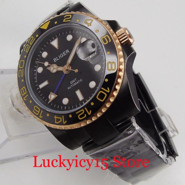 bliger automatic men watch sapphire glass gmt hand pvd plated black wristwatch jubilee band rotating bezel, Slivery;brown
bliger automatic men watch sapphire glass gmt hand pvd plated black wristwatch jubilee band rotating bezel, Slivery;brown