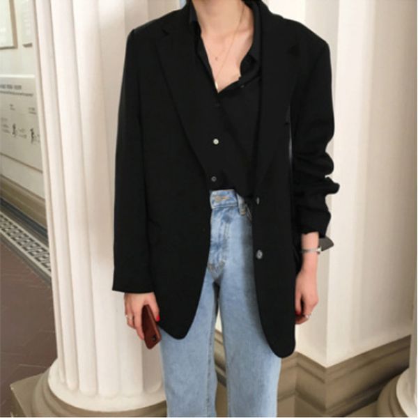 women's casual work solid color loose blazer office ladies japanese korea style brief vintage slender all-matched chic coats, Black;brown
women's casual work solid color loose blazer office ladies japanese korea style brief vintage slender all-matched chic coats, Black;brown