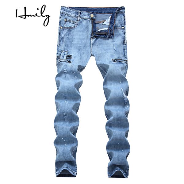hmily jeans mens clothing casual stretch slim broken pockets ripped biker pants male trousers homme plus size youth pants, Blue
hmily jeans mens clothing casual stretch slim broken pockets ripped biker pants male trousers homme plus size youth pants, Blue