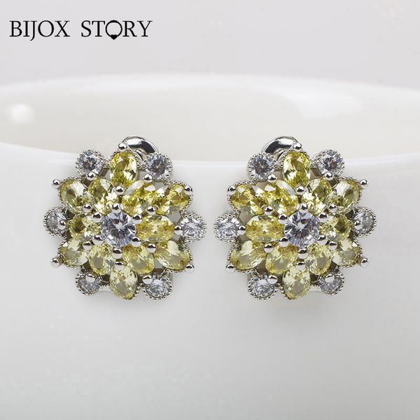 bijox story fashion 925 sterling silver earrings with flower shaped citrine zircon stud earrings for female wedding party gifts, Golden;silver
bijox story fashion 925 sterling silver earrings with flower shaped citrine zircon stud earrings for female wedding party gifts, Golden;silver