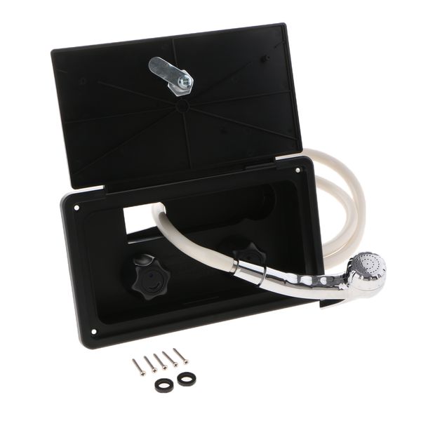 rv outside shower box cold switch shower nozzle with plastic soft hose 
rv outside shower box cold switch shower nozzle with plastic soft hose