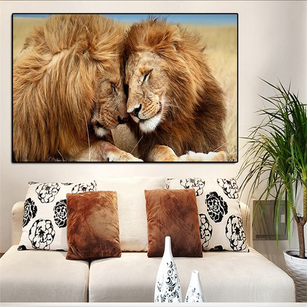 two lion wild animals landscape oil painting on canvas posters and prints wall art for living room home decor (no frame
two lion wild animals landscape oil painting on canvas posters and prints wall art for living room home decor (no frame