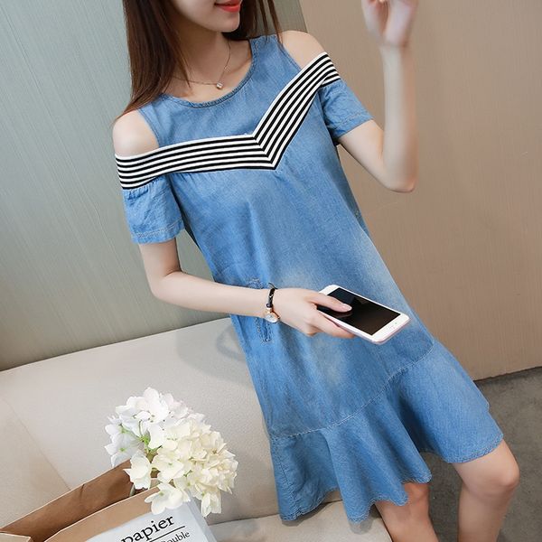 light blue short-sleeved denim women's large sizeshoulder skirtdenim skirt fishtail skirt slimming aline dress mid-length fishtail dres, Black;gray
light blue short-sleeved denim women's large sizeshoulder skirtdenim skirt fishtail skirt slimming aline dress mid-length fishtail dres, Black;gray