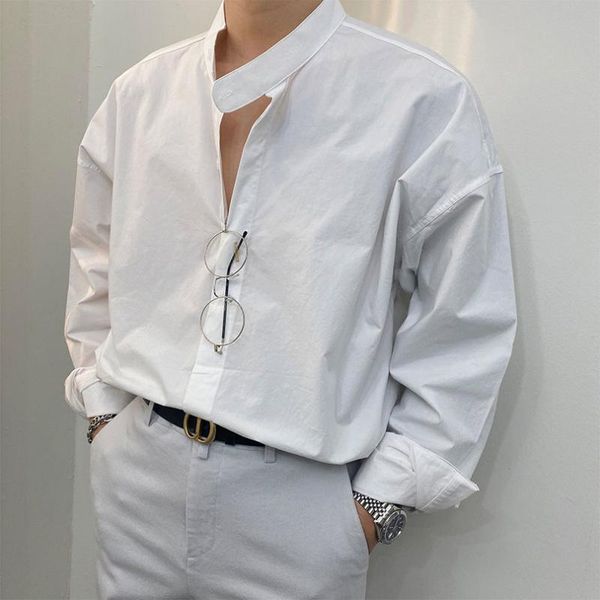 men's casual shirts 2021 spring and autumn youth solid color loose stand collar single-breasted long-sleeved shirt fashion top, White;black
men's casual shirts 2021 spring and autumn youth solid color loose stand collar single-breasted long-sleeved shirt fashion top, White;black