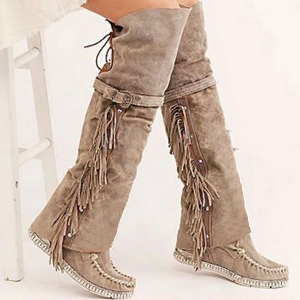 loozykit 2020 fashion bohemian boho knee high boot ethnic women tassel fringe faux suede leather hight booties girl flat long, Black
loozykit 2020 fashion bohemian boho knee high boot ethnic women tassel fringe faux suede leather hight booties girl flat long, Black