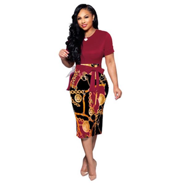 women chain pattern slim dress fashion trend sashes a-line short sleeve dresses designer female new casual round neck half skirts, Black;gray
women chain pattern slim dress fashion trend sashes a-line short sleeve dresses designer female new casual round neck half skirts, Black;gray
