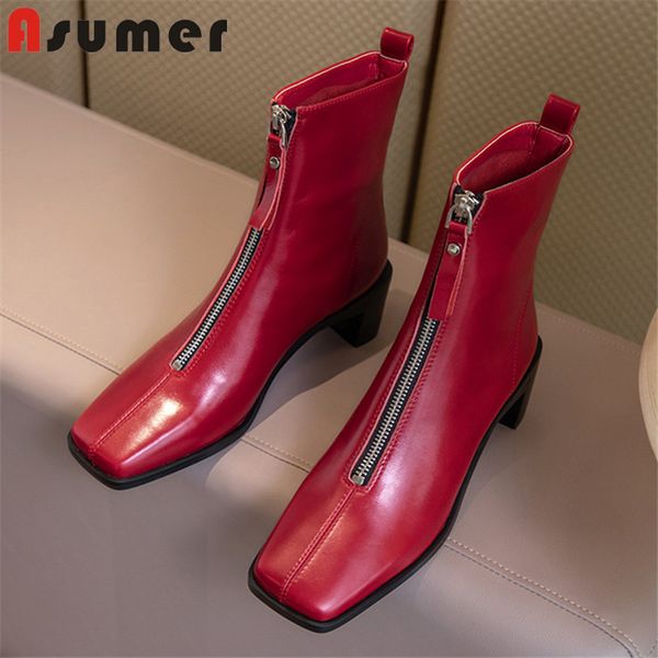 asumer 2020 genuine leather footwear ladies high heel boots square toe zip fashion casual ankle boots women, Black
asumer 2020 genuine leather footwear ladies high heel boots square toe zip fashion casual ankle boots women, Black