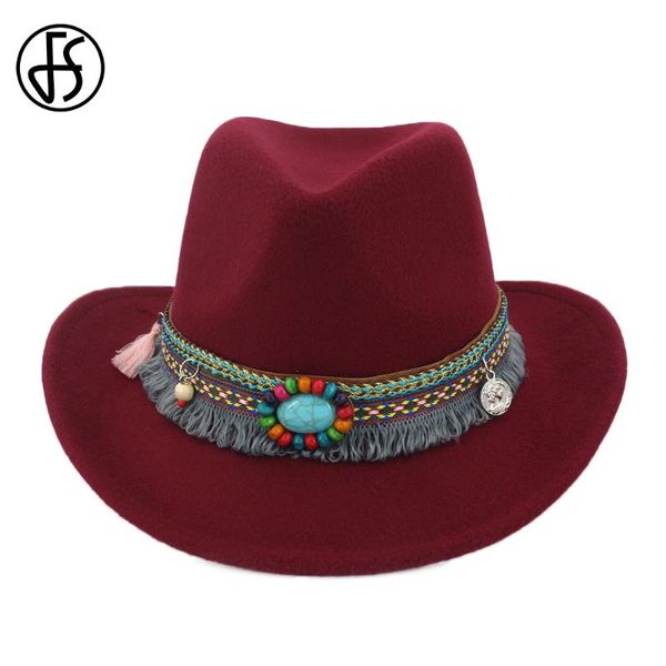 fs cotton wine red western cowboy fedora hats for men women elegant hat wide brim with tassel national style ribbon fall, Blue;gray
fs cotton wine red western cowboy fedora hats for men women elegant hat wide brim with tassel national style ribbon fall, Blue;gray