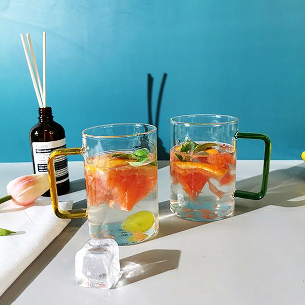 mugs 350ml color handle clear glass coke mug with green home breakfast milk cold drink juice cup
mugs 350ml color handle clear glass coke mug with green home breakfast milk cold drink juice cup