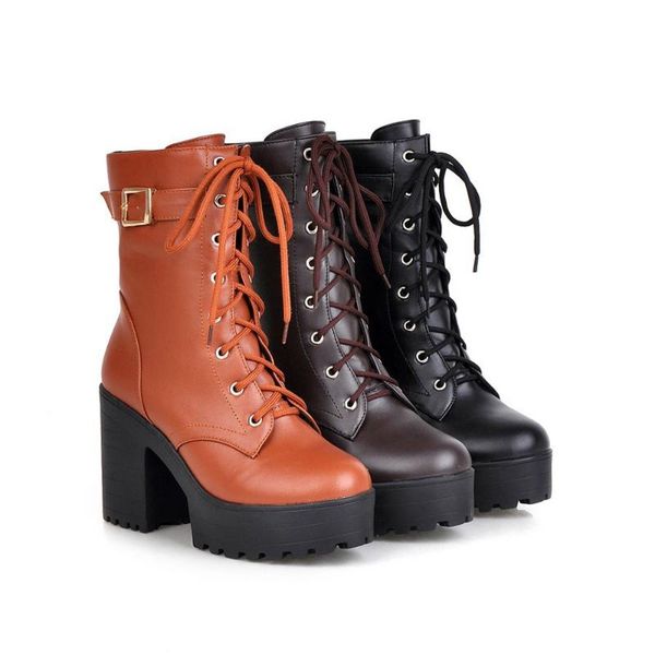 chunky motorcycle boots women autumn round toe lace-up black boots shoes street outdoor style girls high tube boots#n3
chunky motorcycle boots women autumn round toe lace-up black boots shoes street outdoor style girls high tube boots#n3