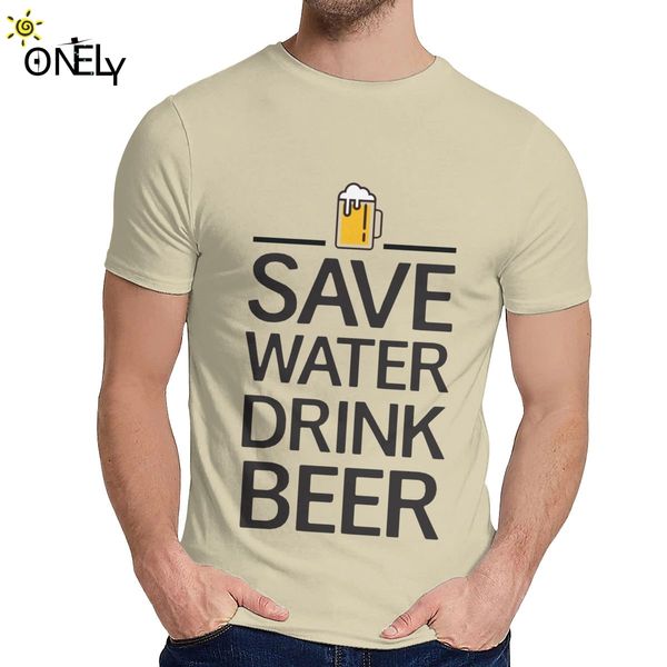 cotton save water drink beer short sleeve hip hop nice classic o-neck t shirt