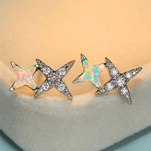 stud simple female white opal stone earrings charm silver color elegant bridal cross star wedding for women, Golden;silver
stud simple female white opal stone earrings charm silver color elegant bridal cross star wedding for women, Golden;silver