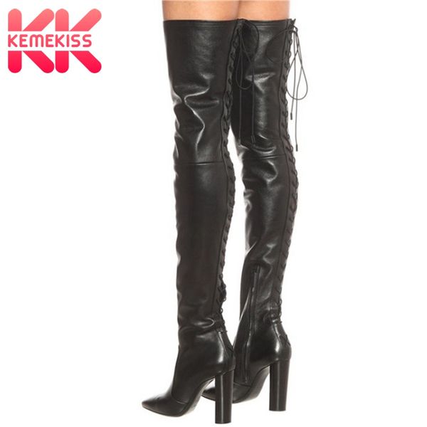 kemekiss women shoes over the knee boots pointed toe thick high heel zipper party ladies footwear size 35-44, Black
kemekiss women shoes over the knee boots pointed toe thick high heel zipper party ladies footwear size 35-44, Black