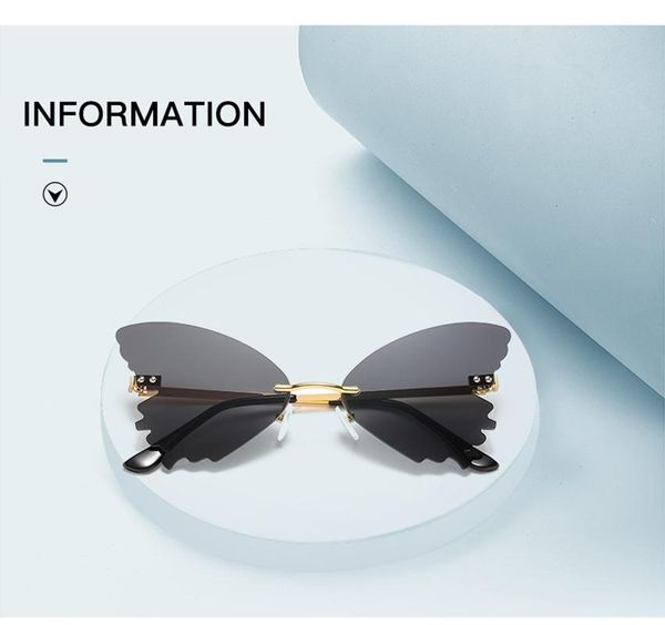 sunglasses 2021 personality butterfly shape female colorful frameless metal frame, White;black
sunglasses 2021 personality butterfly shape female colorful frameless metal frame, White;black