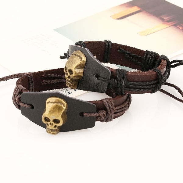 hand woven rope alloy skull cowhide bracelet adjustable retro bracelet leather hand rope fashion jewelry, Golden;silver
hand woven rope alloy skull cowhide bracelet adjustable retro bracelet leather hand rope fashion jewelry, Golden;silver