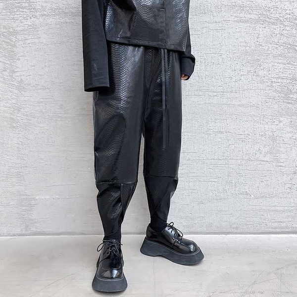 men's pants men snakeskin pattern casual ankle-length leather pant male streetwear hip hop punk gothic harem, Black
men's pants men snakeskin pattern casual ankle-length leather pant male streetwear hip hop punk gothic harem, Black