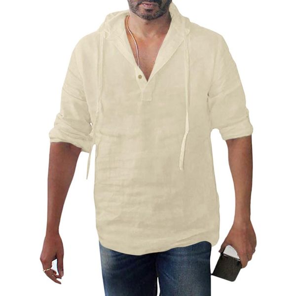 man's t-shirt large size baggy linen solid button long sleeve hooded shirts casual slim men's summer clothing t-sh kg-710, White;black
man's t-shirt large size baggy linen solid button long sleeve hooded shirts casual slim men's summer clothing t-sh kg-710, White;black