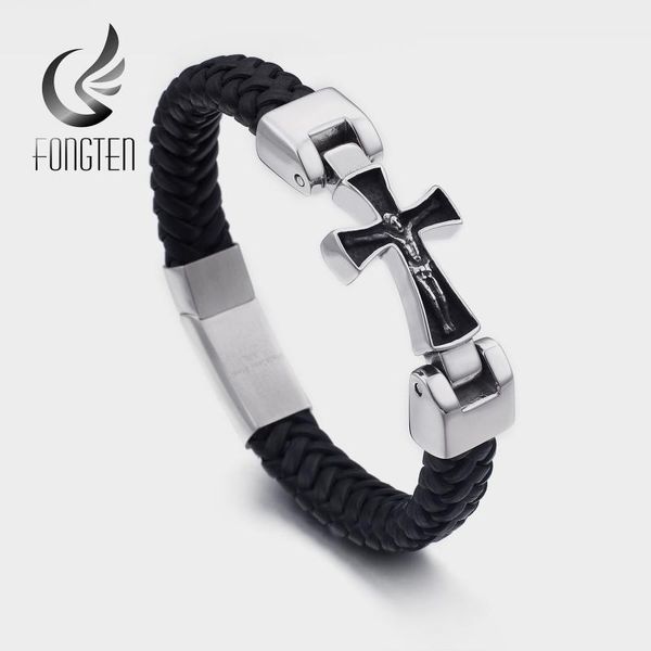 charm bracelets fongten punk cross stainless steel braided cuff leather men woven bangle for jewelry, Golden;silver
charm bracelets fongten punk cross stainless steel braided cuff leather men woven bangle for jewelry, Golden;silver