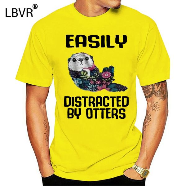 easily distracted by otters men t-shirt cotton s-3xl printed tee shirt
