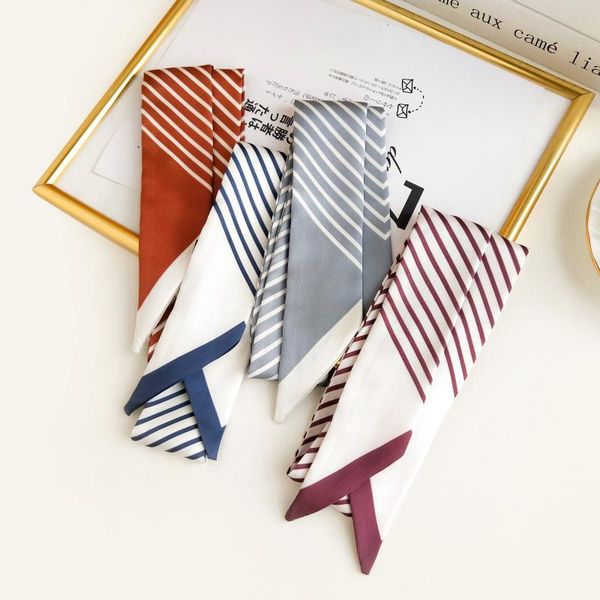 scarves korean-style small silk scarf women's spring autumn narrow fashion striped arm bag ribbon neckerchief, Blue;gray
scarves korean-style small silk scarf women's spring autumn narrow fashion striped arm bag ribbon neckerchief, Blue;gray