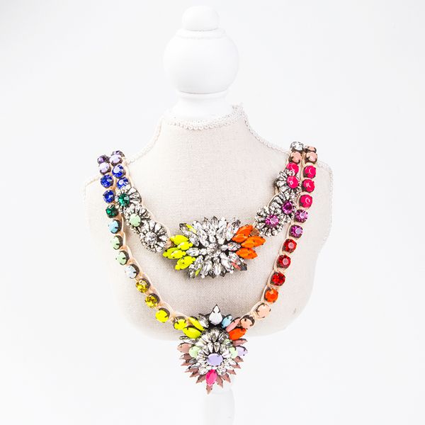 macaron candy-colored double crystal full handmade shourouk woven decorative necklace, Silver
macaron candy-colored double crystal full handmade shourouk woven decorative necklace, Silver